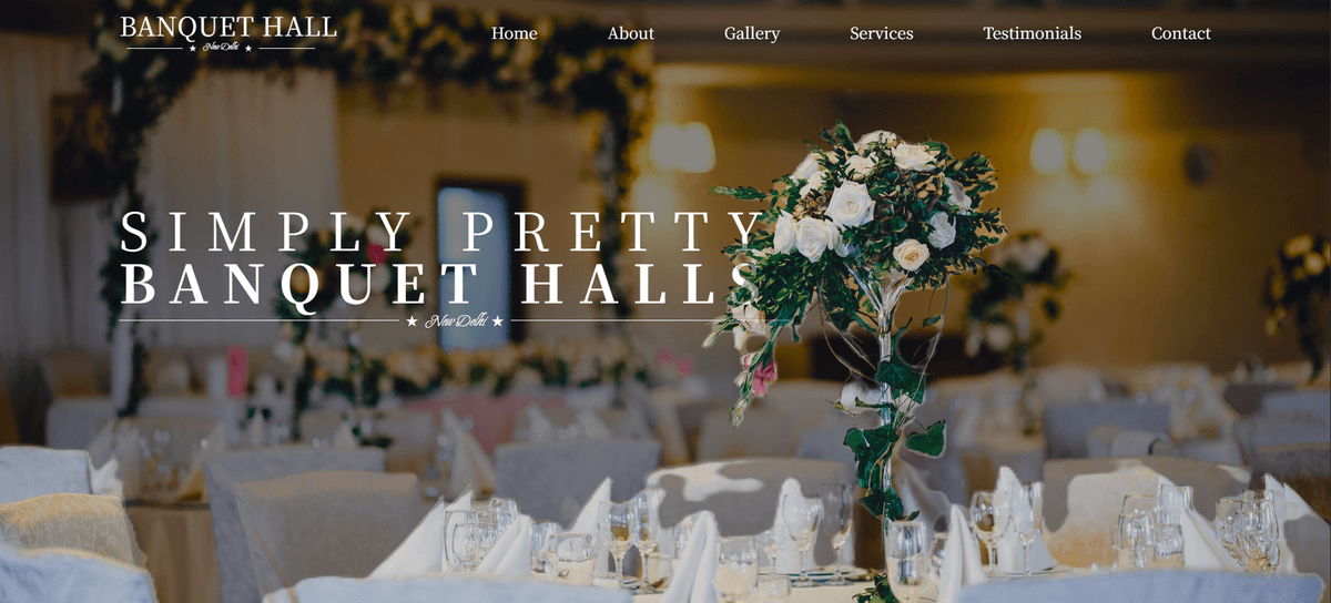 Banquet Hall Website screenshot